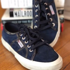 Superga Suede Sneakers with Patent Leather Trim